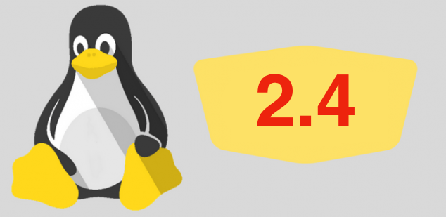 Tux, o mascote do Linux, ao lado da identificação numérica 2.4