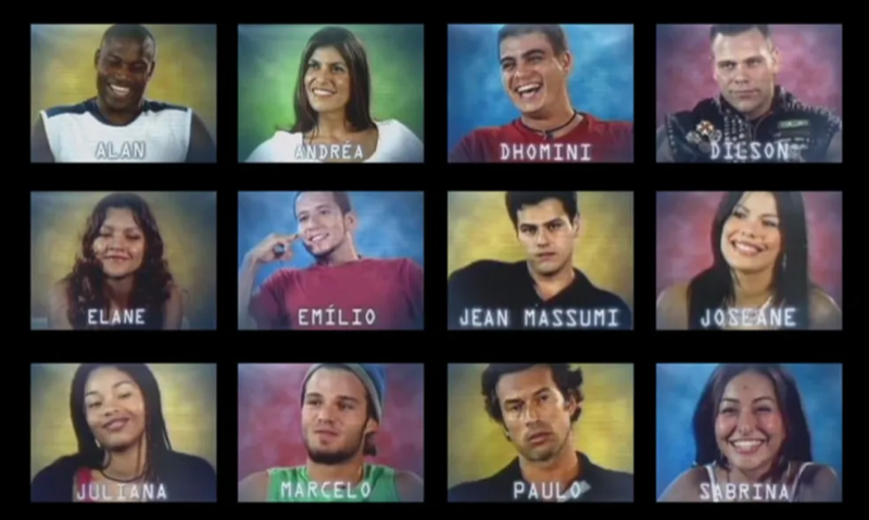 Vinheta mostrando fotos e nomes de 12 participantes da edição.