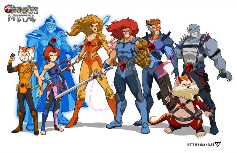 Os personagens principais de ThunderCats, em arte de Steven Wayne