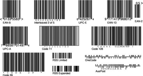 12 exemplos de padrões atuais de códigos de barras