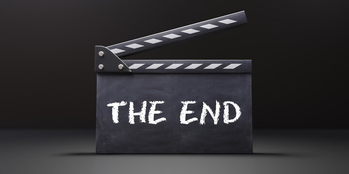 Uma claquete com as palavras “THE END“