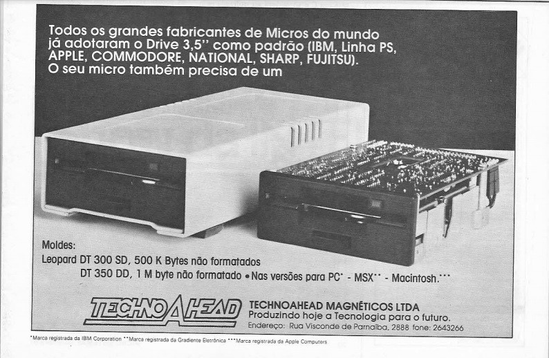 Anúncio impresso dos drives de disquetes da TecnoAhead.