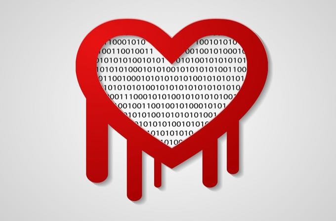 Representação artística do Heartbleed, em forma de um coração digital sangrando.
