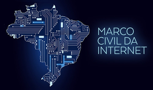 Banner do Marco Civil com um mapa do Brasil estilizado