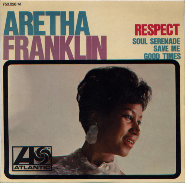 Capa de um single de Respect, com foto de Aretha Franklin