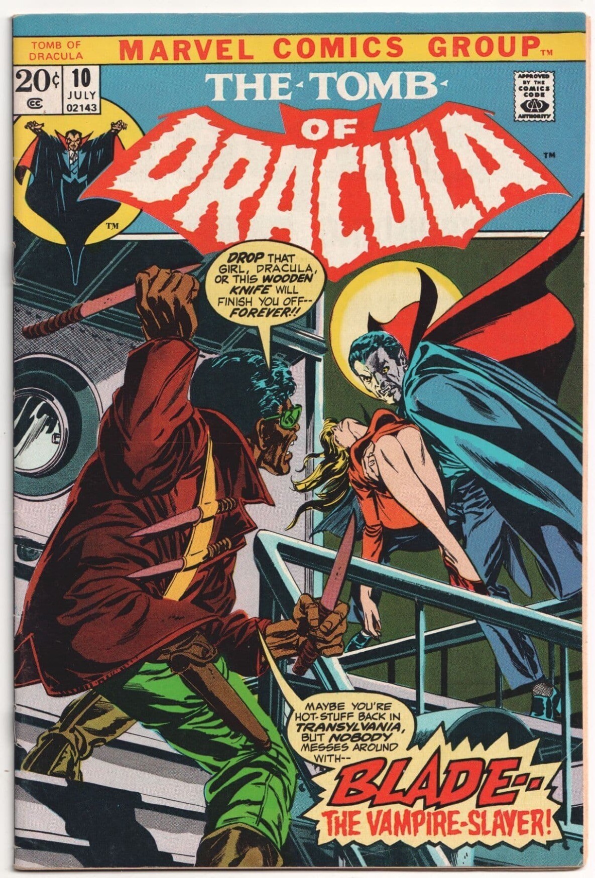 Capa da revista do Dracula em que Blade fez sua primeira aparição
