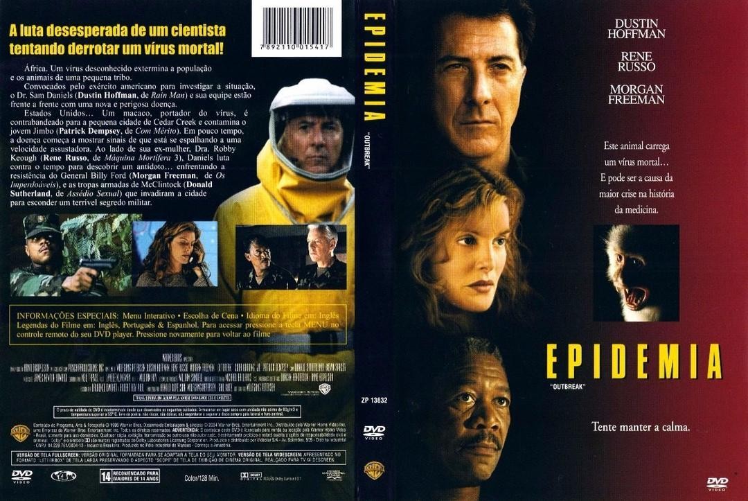 Capa e contracapa do DVD de Pandemia, com o título “A luta desesperada de um cientista tentando derrotar um vírus mortal!“