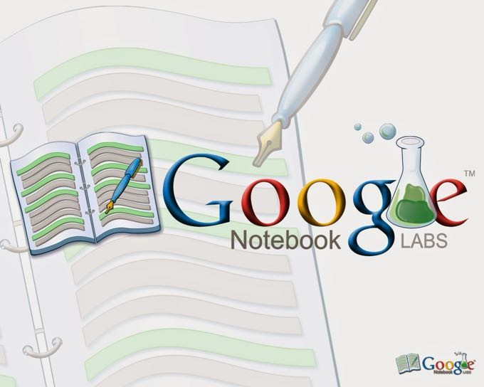 Banner do Google Notebook em seus estágios iniciais.