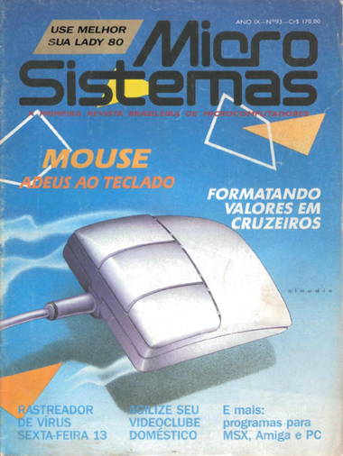 Capa de uma revista Micro Sistemas apresentando uma novidade: o mouse.