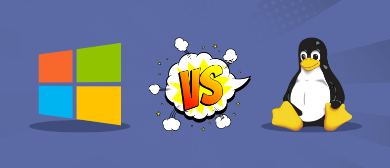 Contraposição entre os logos do Windows e do Linux