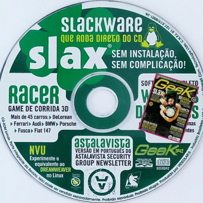 Foto do CD da revista Geek 42 e, no detalhe, reprodução da capa.