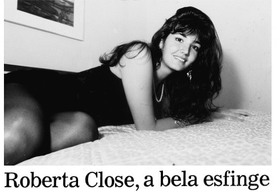 Foto em preto e branco de Roberta e o título da matéria: Roberta Close, a bela esfinge