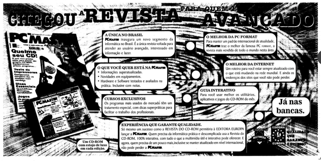 Anúncio em preto e branco com o título: Chegou a revista para quem é avançado