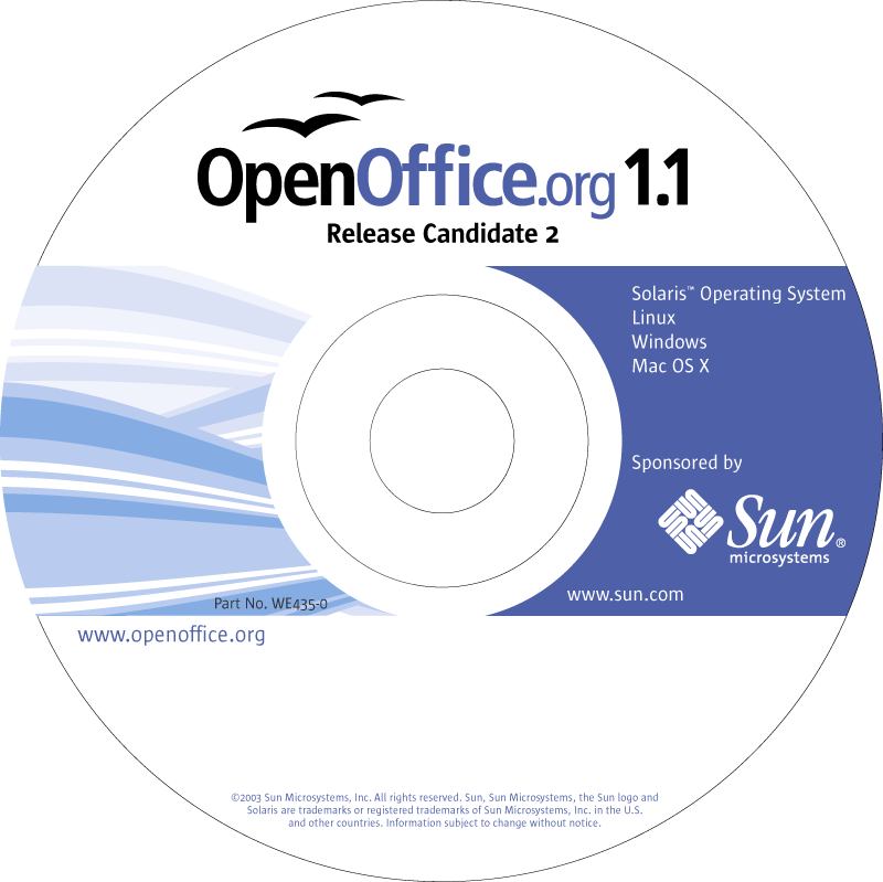 CD do RC2 do OpenOffice 1.1, de 2003.