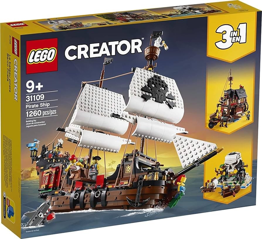 Um kit Lego para montar um navio pirata