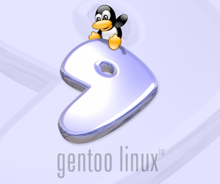 Um pinguim pousado sobre o logotipo do Gentoo Linux
