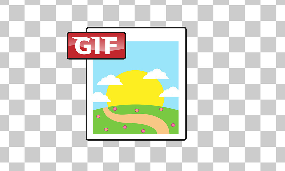 Ícone de um GIF, em um campo quadriculado.