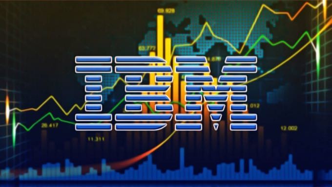 Logotipo da IBM sobreposto a gráficos e mapas.