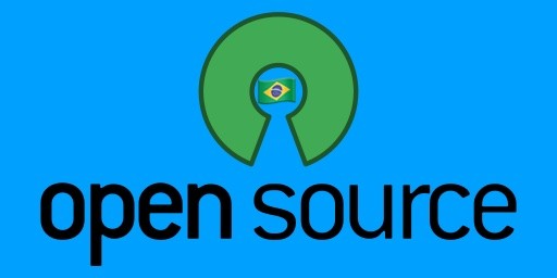 Bandeira do Brasil sobreposta ao logo do Open Source.