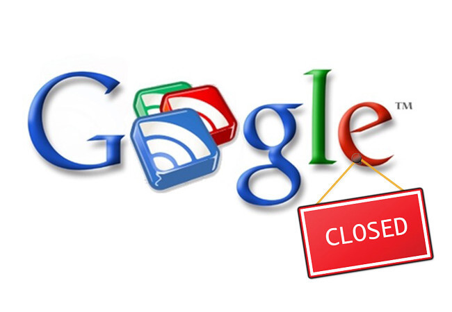 Placa de “Closed“ pendurada no logo do Google Reader