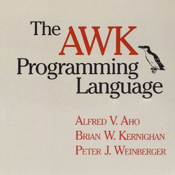 Capa do livro The Awk Programming Language, escrito pelos criadores da linguagem: Aho, Weinberger e Kernigham.