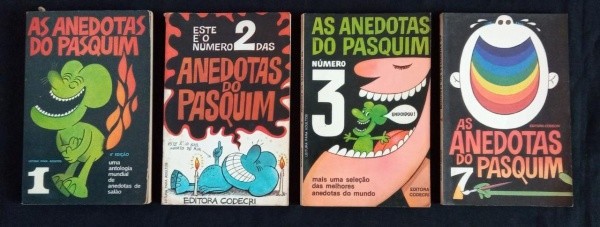 Capas de 4 volumes da série Anedotas do Pasquim, ilustradas com desenhos do Ziraldo