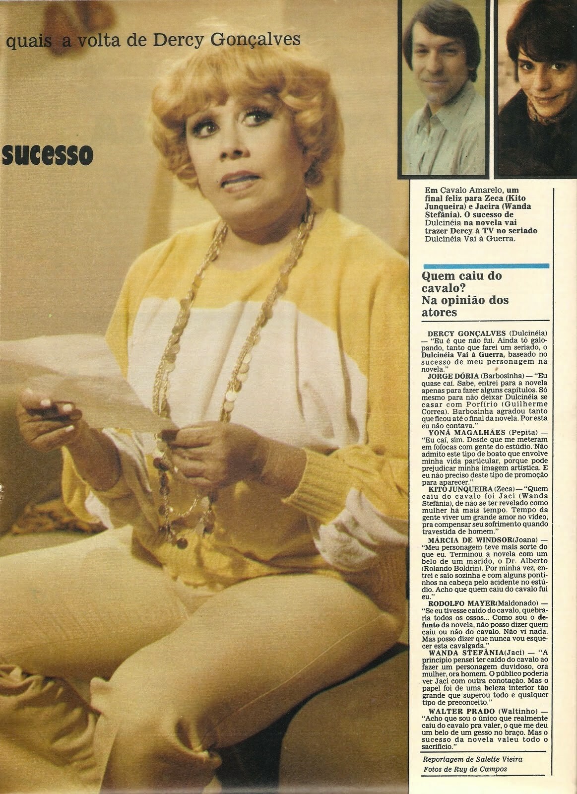 Revista exibe Dercy caracterizada para seu papel em novela de 1980 na Bandeirantes