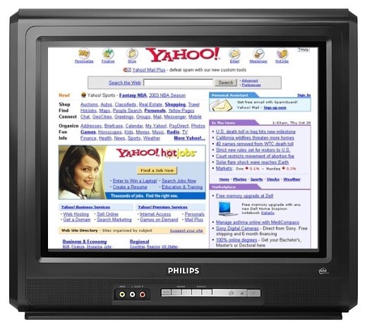 Yahoo! de 2003, em uma tela de TV