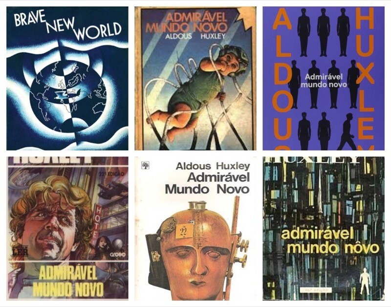 Capas de várias edições de Admirável Mundo Novo