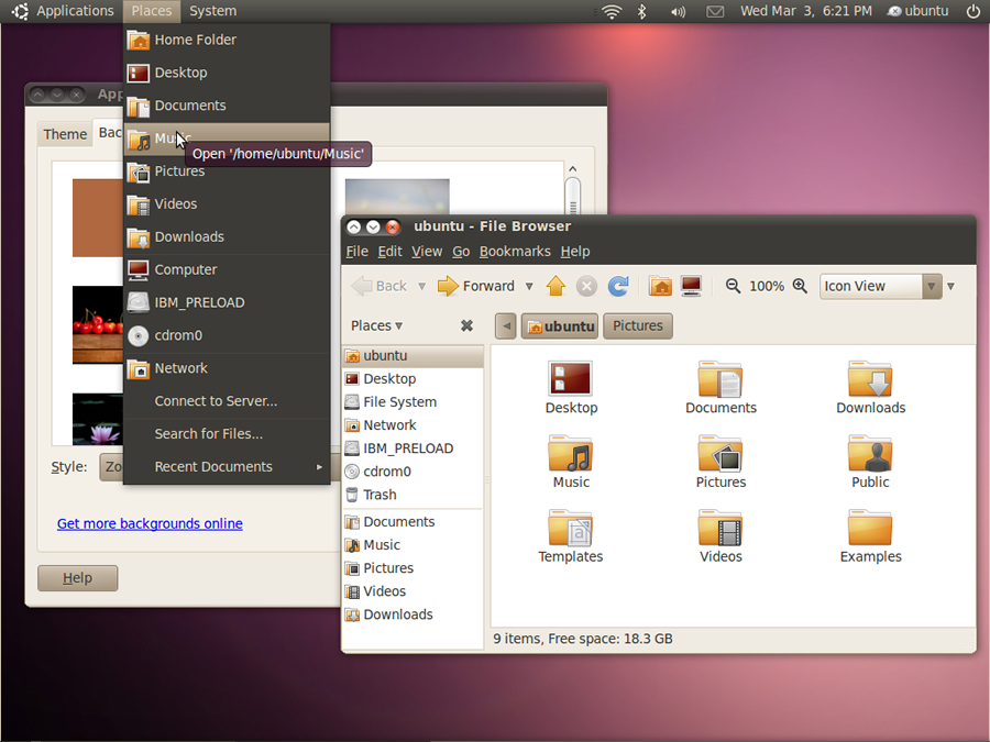 Ubuntu 10.04, com GNOME, em 2010