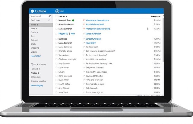 Tela do Outlook na época do lançamento
