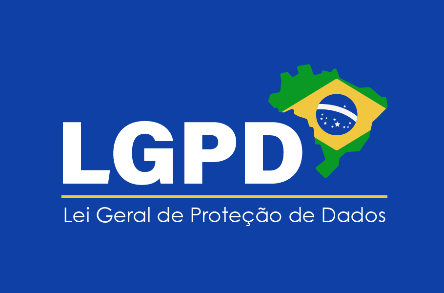 Banner alusivo à LGPD, ilustrado por mapa e bandeira do Brasil.