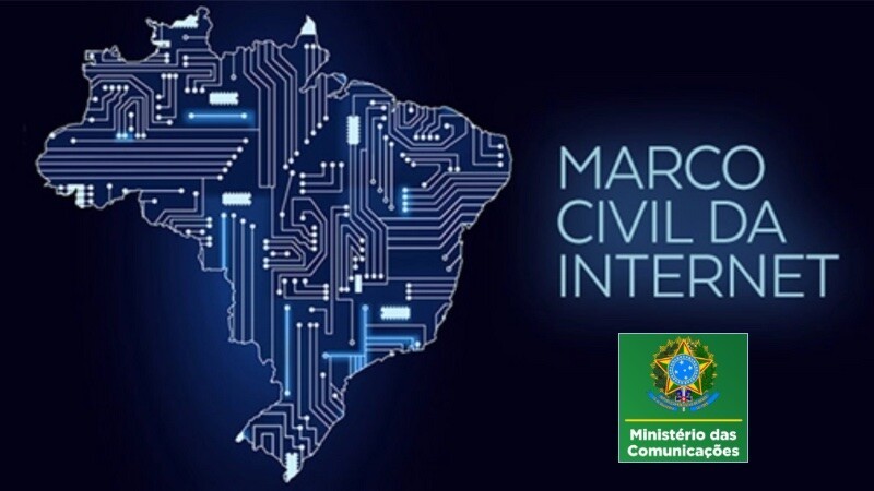 Banner do Marco Civil da Internet, com mapa do Brasil estilizado em tema tecnológico