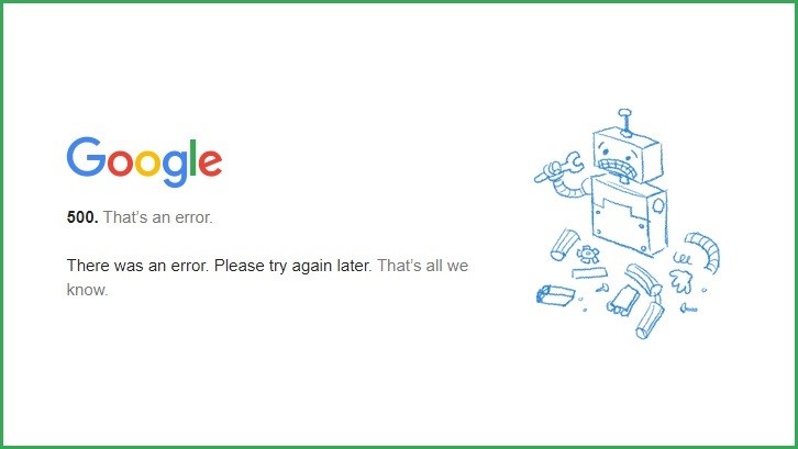 Uma tela de erro de acesso no site do Google.