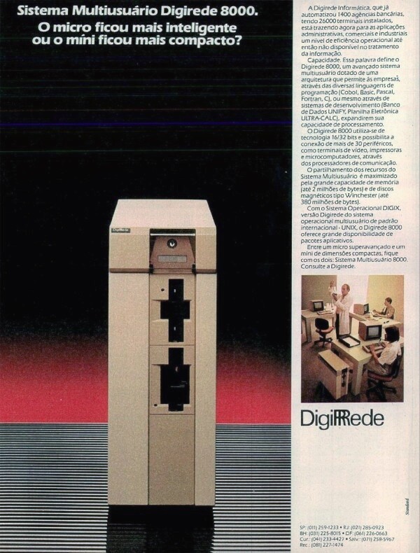 Anúncio do Digirede 8000, irmão maior do modelo de mesa