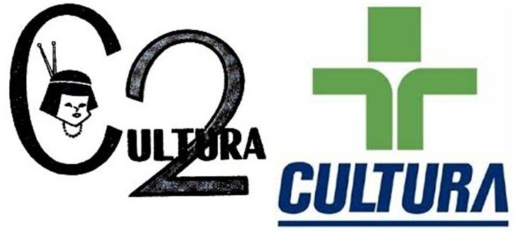 Lado a lado, um logo antigo e um logo moderno da TV Cultura
