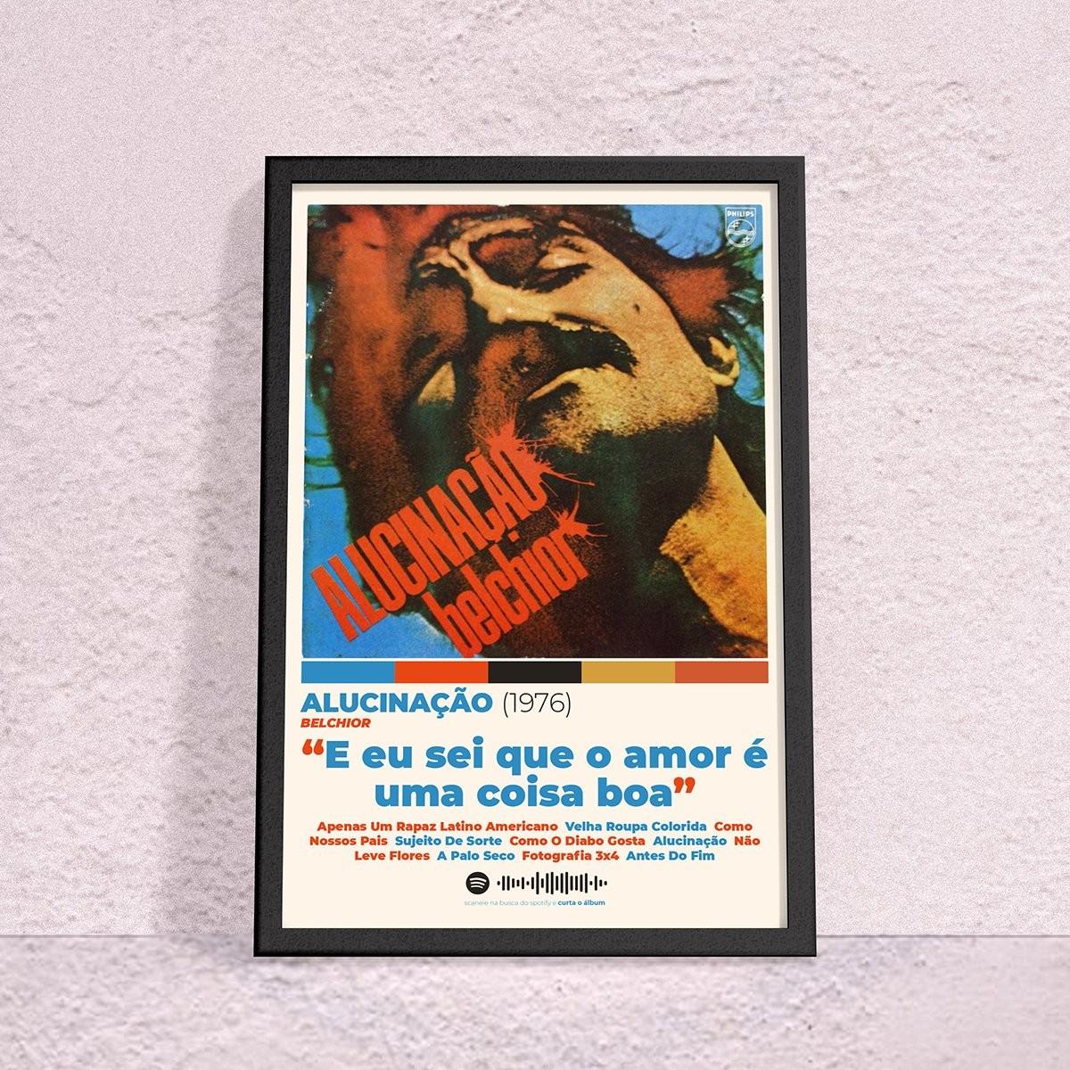 Poster com a capa e a lista de faixas do álbum Alucinação