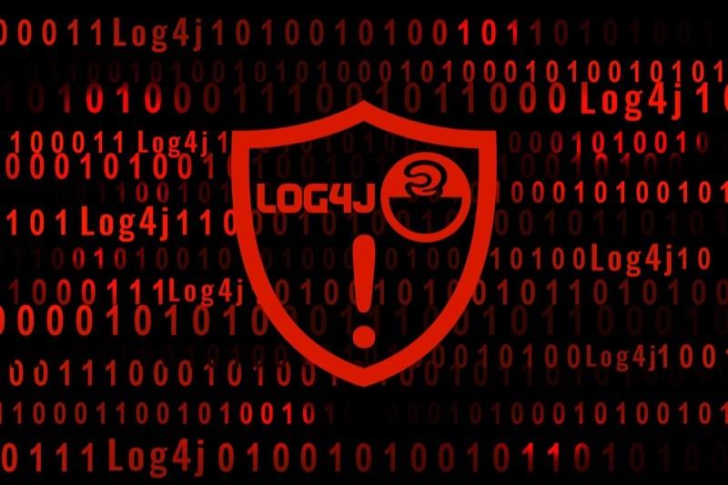 Alegoria com o nome e logo do Log4J em uma combinação de cores vermelhas