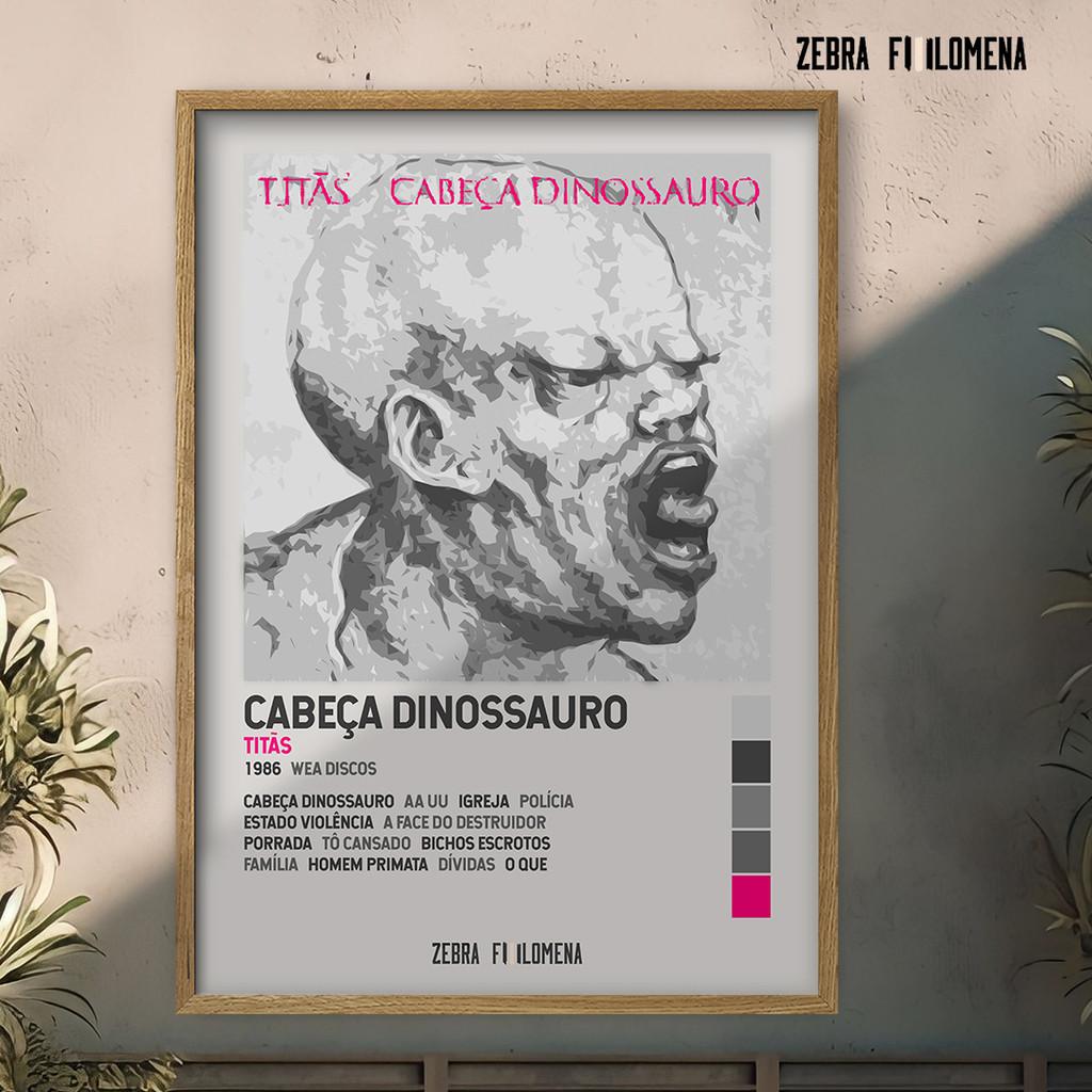 poster com a capa e o nome das faixas de Cabeça Dinossauro