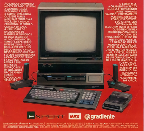 Anúncio impresso da mesma campanha do comercial de TV, com foto de um Expert, monitor, datacorder e 2 joysticks.