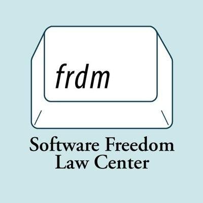 Logo do Software Freedom Law Center, na forma de uma tecla em que está escrito “frdm“