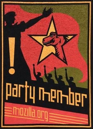 Arte no estilo soviético mostra um poster onde se lê: Party member - mozilla.org