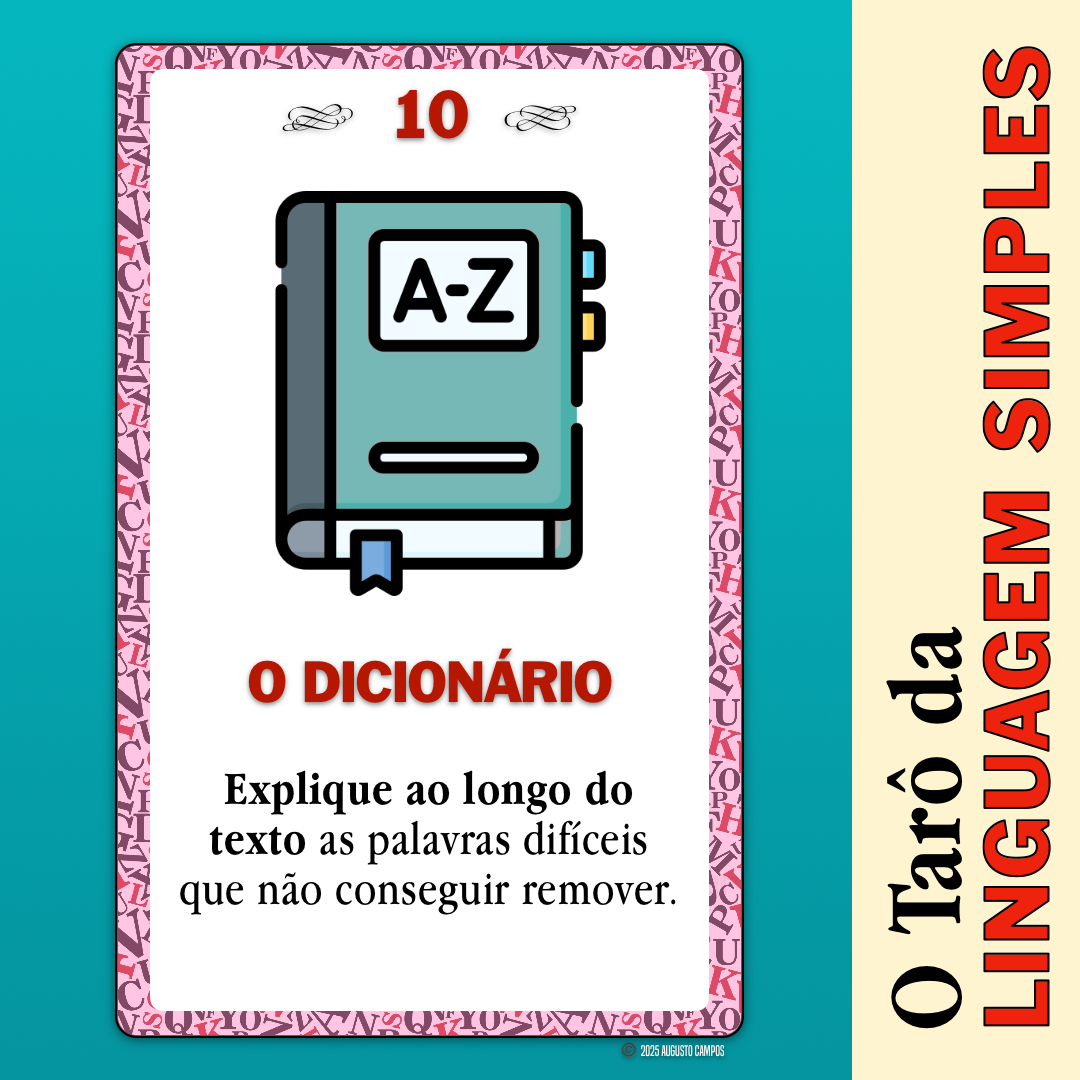 Imagem da carta descrita no post, contendo um ícone representando um livro em cuja capa está escrito “A-Z“.
