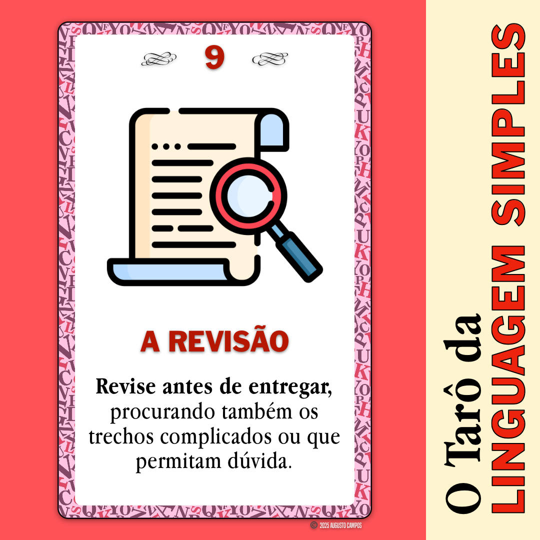 Imagem da carta descrita no post, contendo um ícone representando uma lupa colocada sobre um documento.