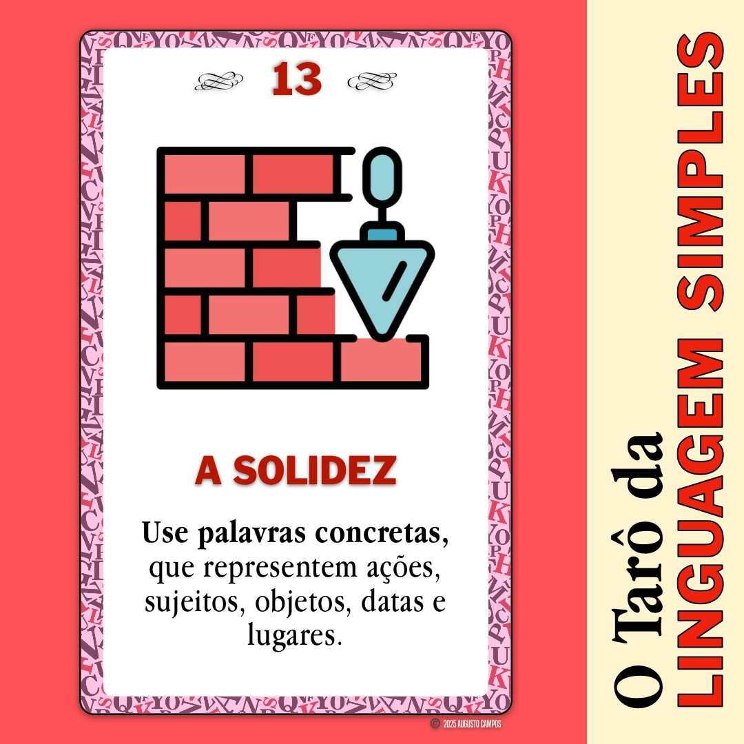 Imagem da carta descrita no post, contendo um ícone representando a construção de uma parede de tijolos.