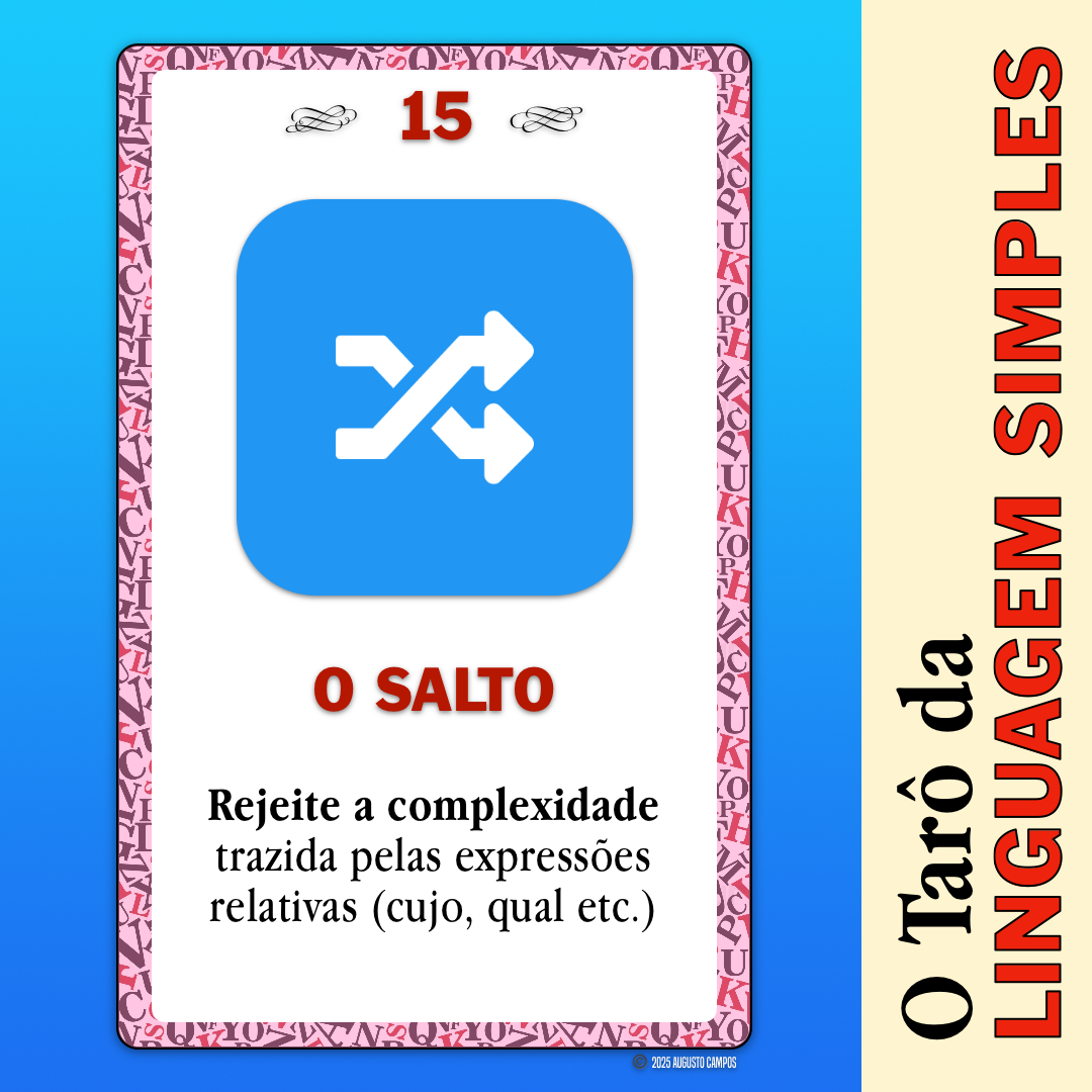 Imagem da carta descrita no post, contendo um ícone representando duas setas indicando caminhos que se entrelaçam.