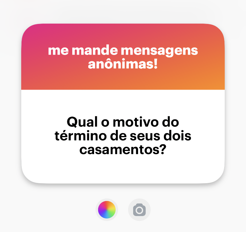 banner do NGL com o texto:<br><br>Qual o motivo do término de seus dois casamentos?