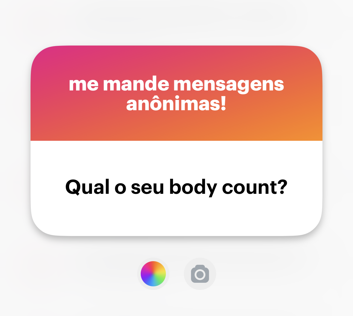 Banner do NGL com a pergunta: <br><br>Qual o seu body count?