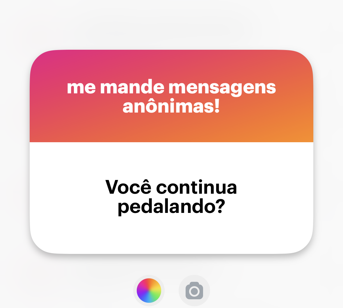 Banner do NGL com o texto: “Você continua pedalando?”