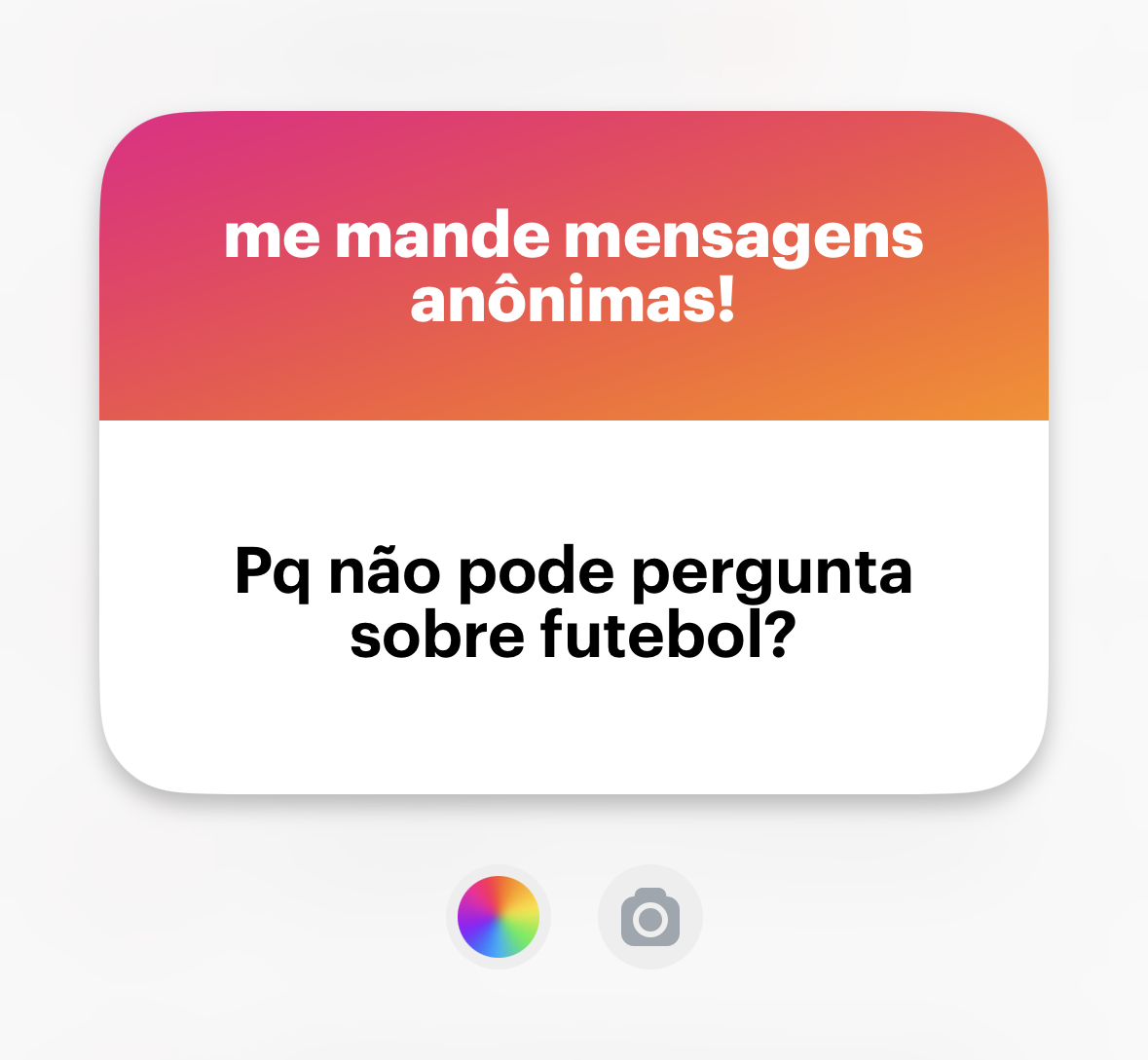 Banner do NGL com o texto: “Pq não pode pergunta sobre futebol?”